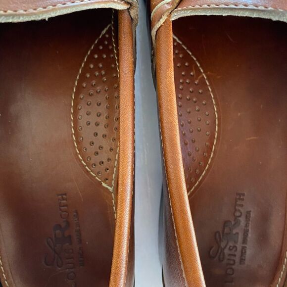 LOUIS ROTH Men’s Brown Thick Leather Penny Loafers Size 10.5 US - Picture 8 of 10